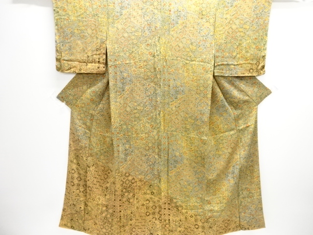 JAPANESE KIMONO / TSUKESAGE KOMON / UNUSED / CHIRIMEN / FLORAL SARASA